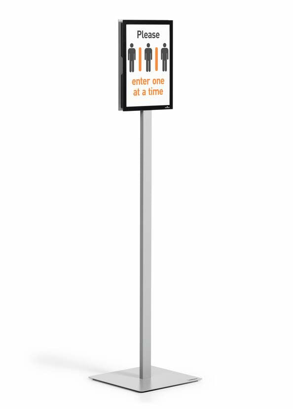Durable Duraframe Infoständer – für A4 Hoch-/Querformat, magnetisch, silber/schwarz, Metall