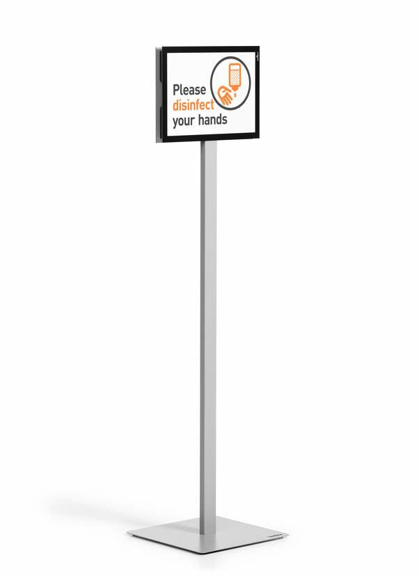Durable Duraframe Infoständer – für A4 Hoch-/Querformat, magnetisch, silber/schwarz, Metall
