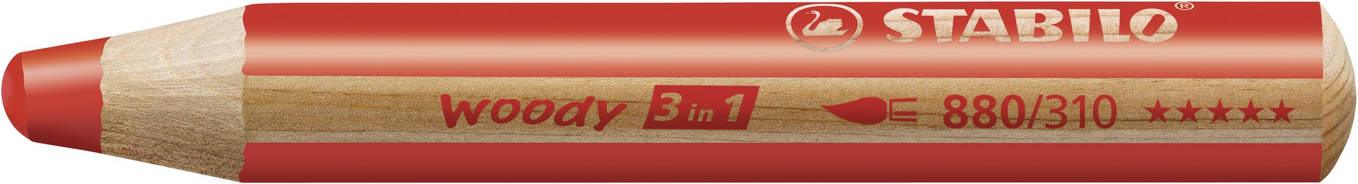 STABILO 3-in-1 Farbstifte Woody Arty – 6 Farben, mit Spitzer, Ø 4,2 mm, PEFC