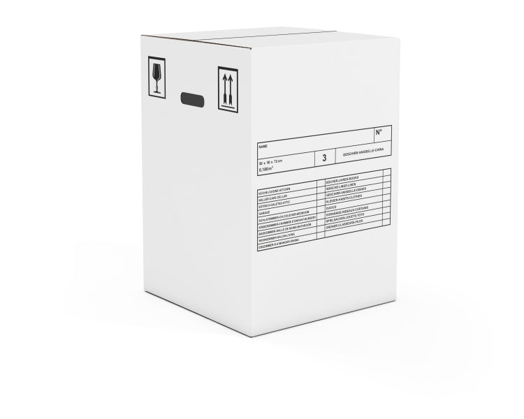 Umzugskarton – 500 × 500 × 700 mm, 2-wellig, weiss – 10 Stk.