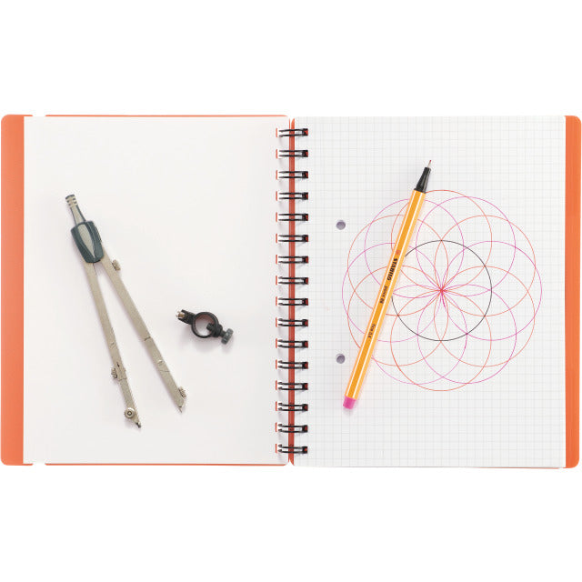 Kolma Collegeblock A5, kariert, Spiralbindung, 100 Blatt, 2-fach gelocht, perforiert, 70 g/m² – orange