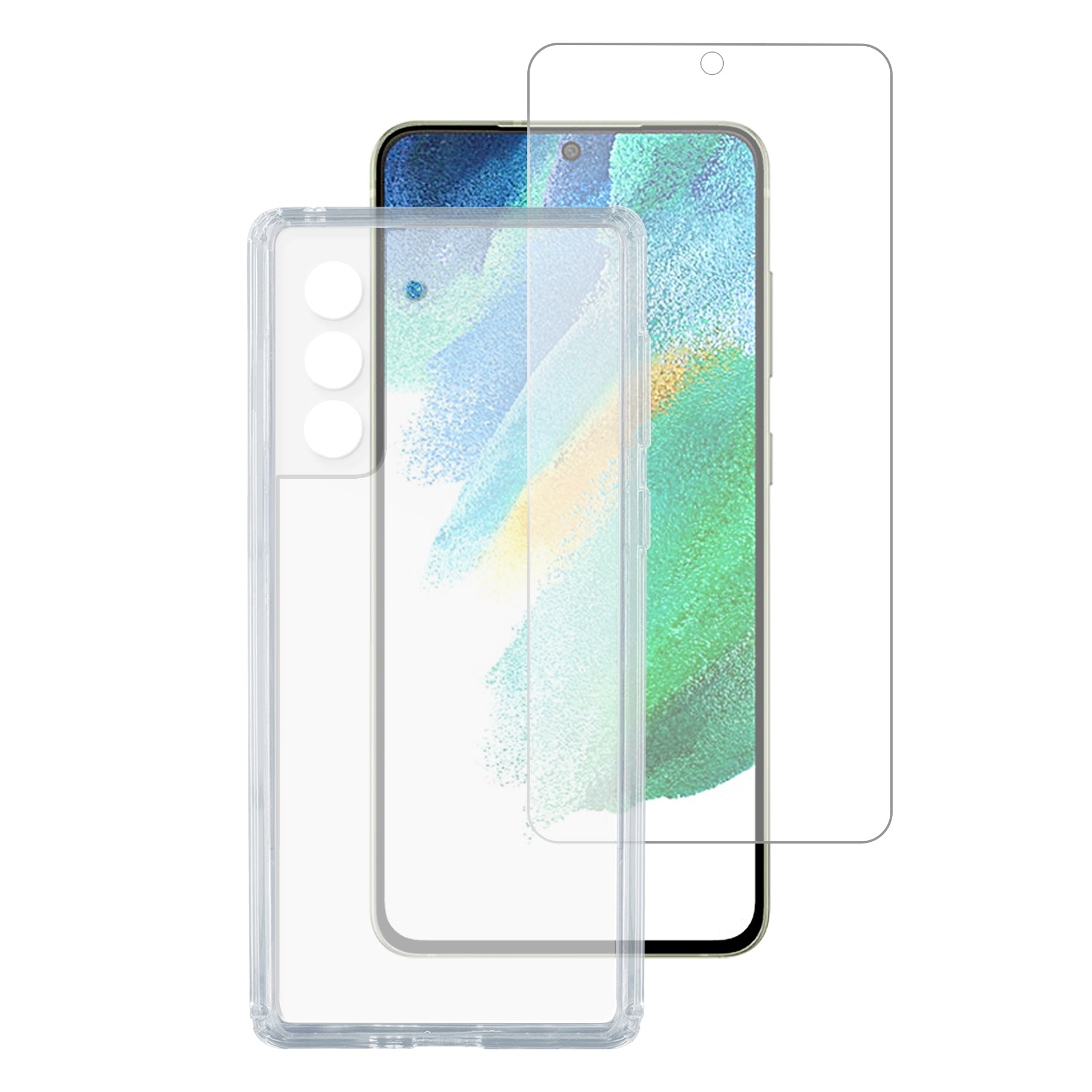 4smarts Second Glass X-Pro – Backcover – für Samsung Galaxy S21 FE, Glas+TPU, Transparent