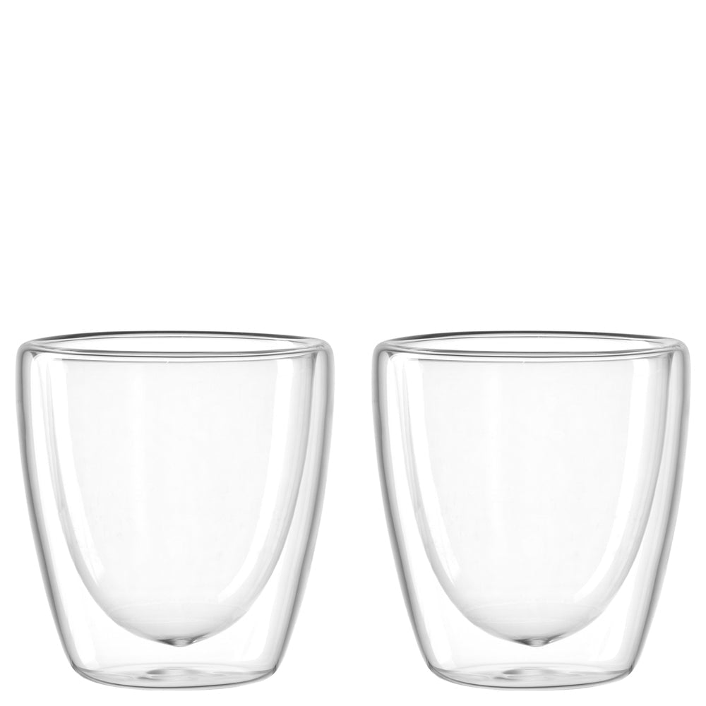 LEONARDO Tasse – 2er Set, 100 ml, Ø 6,3 cm, H 8,0 cm, Borosilikatglas, doppelwandig, spülmaschinenfest