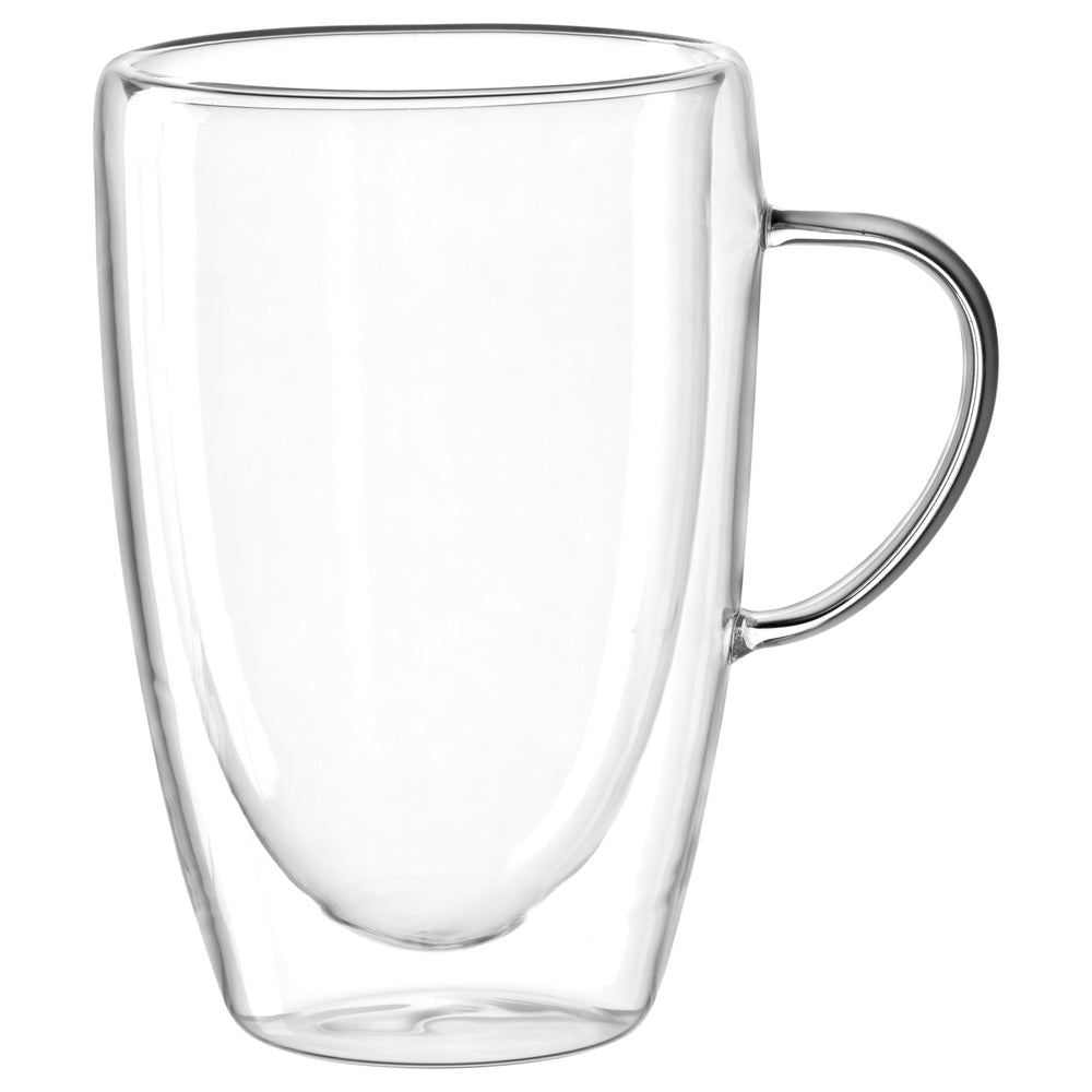 LEONARDO Duo Tasse – 0,40 l, Borosilikatglas, transparent, doppelwandig, Henkel, 4 Stück