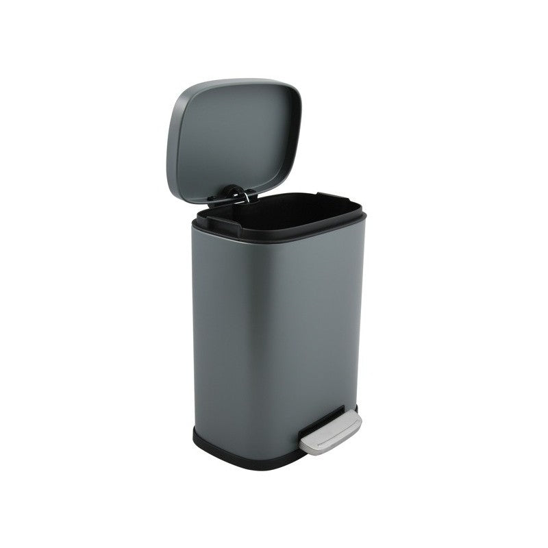 MSV Spirella Treteimer AKIRA – 30 l – Stahl, rechteckig – grau