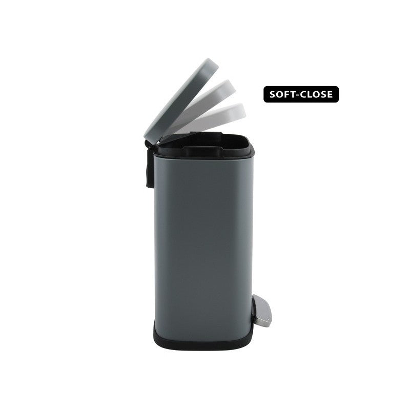 MSV Spirella Treteimer AKIRA – 30 l – Stahl, rechteckig – grau