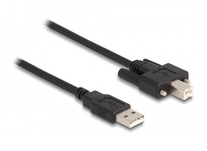 DeLOCK USB-A auf USB-B Kabel – USB 2.0 (480 Mbit/s) – 3 m – Verschraubbar – Schwarz