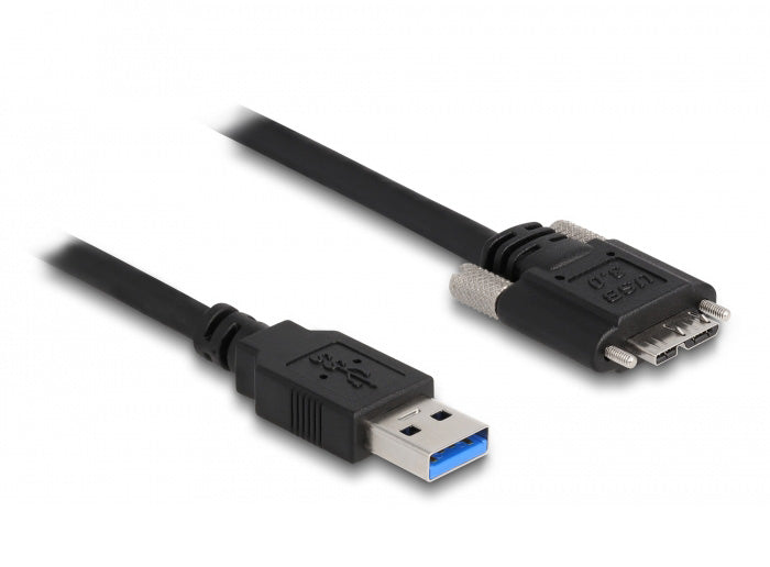 DeLOCK USB-Kabel – USB-A auf Micro-USB-B – USB 3.2 Gen 1 (5 Gbit/s) – 1 m – verschraubbar – Schwarz