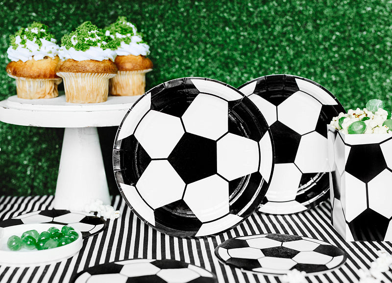 PartyDeco Servietten Fussball Schwarz/Weiss – 27 × 27 cm, 3-lagig – 20 Stück