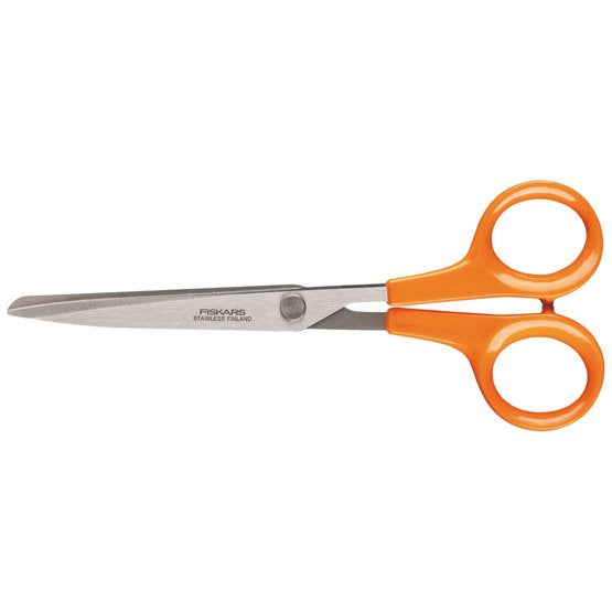 Fiskars Universalschere – 17 cm, Edelstahl, für Rechts- und Linkshänder, spitz, Kunststoff, Orange