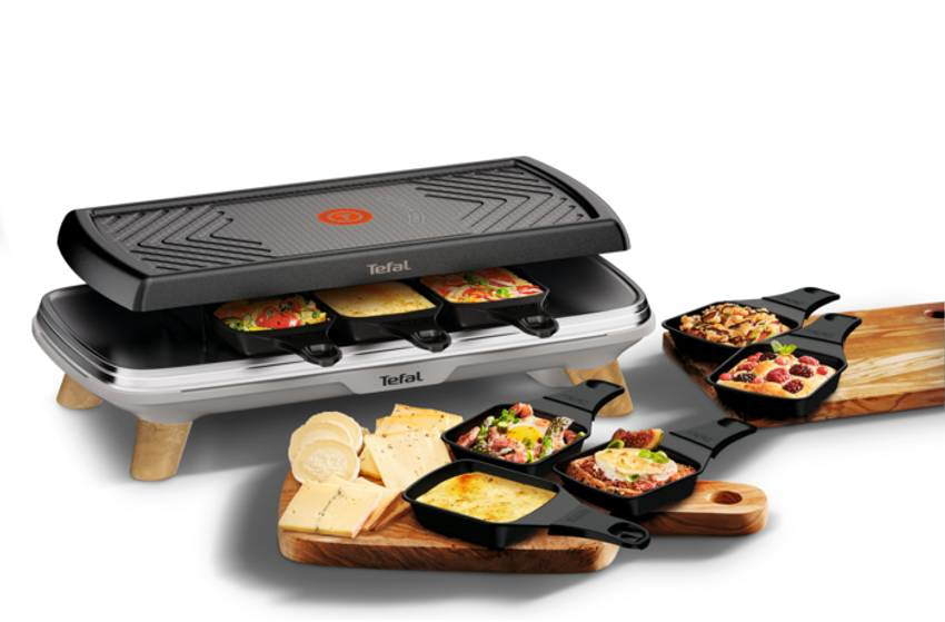 Tefal Raclette-Grill Gourmet RE610D – 8 Personen, Grill, 1350 W – Schwarz/Edelstahl