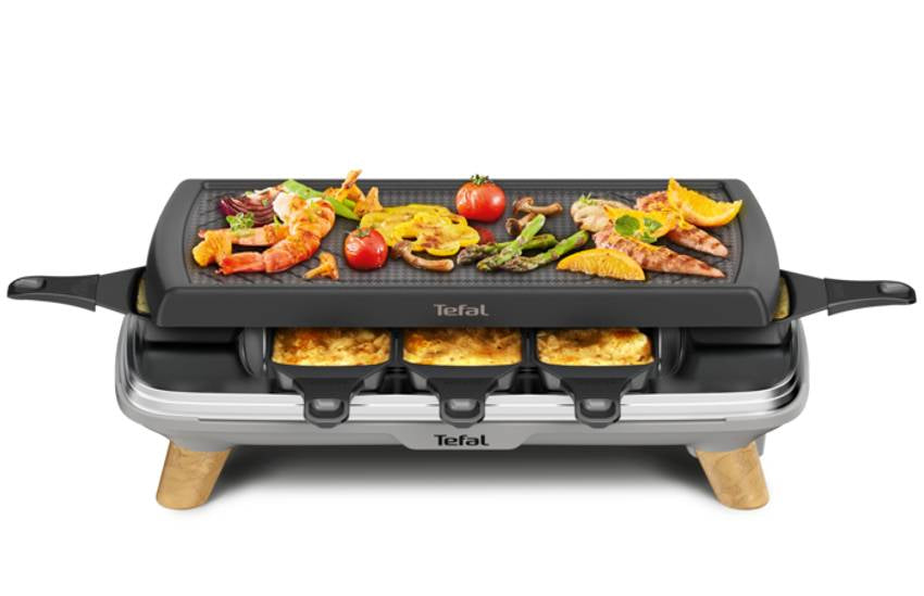 Tefal Raclette-Grill Gourmet RE610D – 8 Personen, Grill, 1350 W – Schwarz/Edelstahl