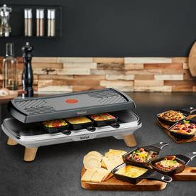 Tefal Raclette-Grill Gourmet RE610D – 8 Personen, Grill, 1350 W – Schwarz/Edelstahl