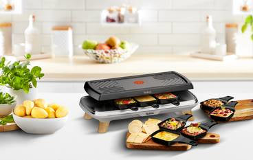 Tefal Raclette-Grill Gourmet RE610D – 8 Personen, Grill, 1350 W – Schwarz/Edelstahl