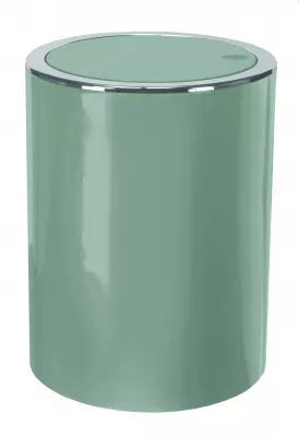 Kleine Wolke Schwingdeckel-Abfalleimer Clap – 5 l – Kunststoff (ABS), rund – grün – mit Silberrand