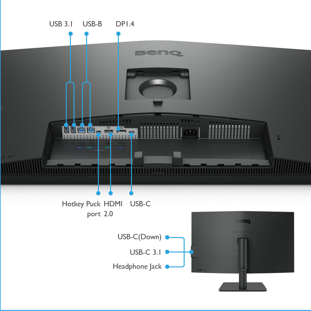 BenQ PD3205U – Monitor, 32" 3840 × 2160 (UHD 4K), IPS, 60 Hz, 350 cd/m², KVM, USB-C, VESA 100 × 100, Schwarz
