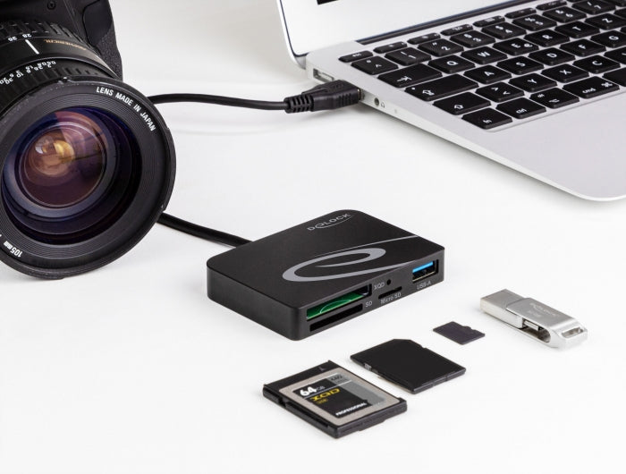 DeLOCK 91756 – Externer Kartenleser – für SD/SDHC/SDXC, microSD, XQD, MMC, USB-C (USB 3.0)