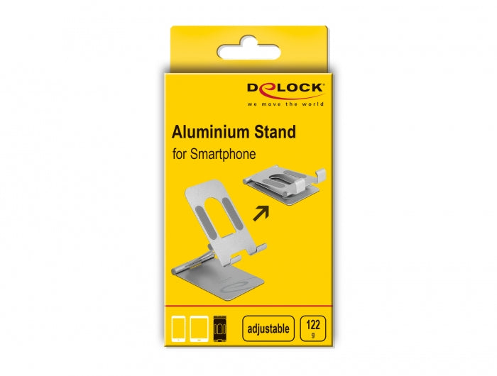 DeLOCK Verstellbarer, faltbarer Tischständer – für Geräte bis 12" – Silber, Aluminium