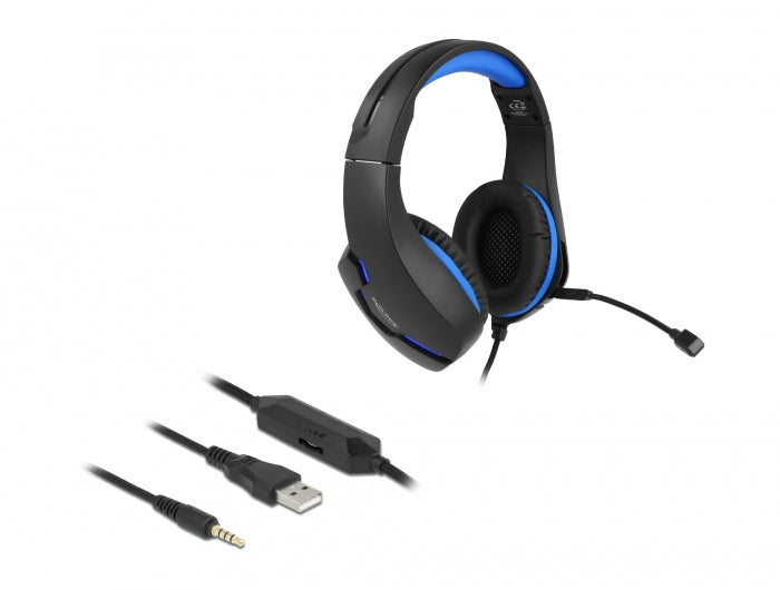 DeLOCK Gaming-Headset Over-Ear – 3,5 mm Klinke, mit Mikrofon (Stummschaltung) – Schwarz – für Xbox One