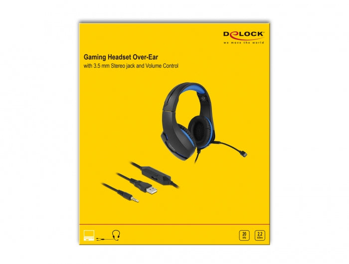 DeLOCK Gaming-Headset Over-Ear – 3,5 mm Klinke, mit Mikrofon (Stummschaltung) – Schwarz – für Xbox One
