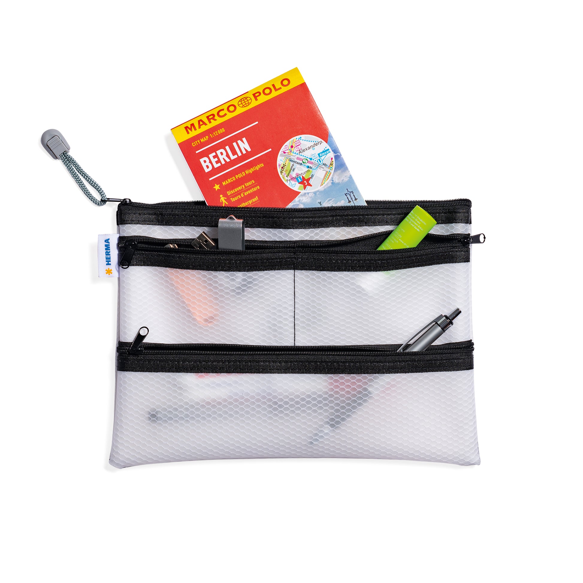 HERMA Reissverschlusstasche – 260 × 190 mm, Kunststoff, Schwarz – 1 Stück