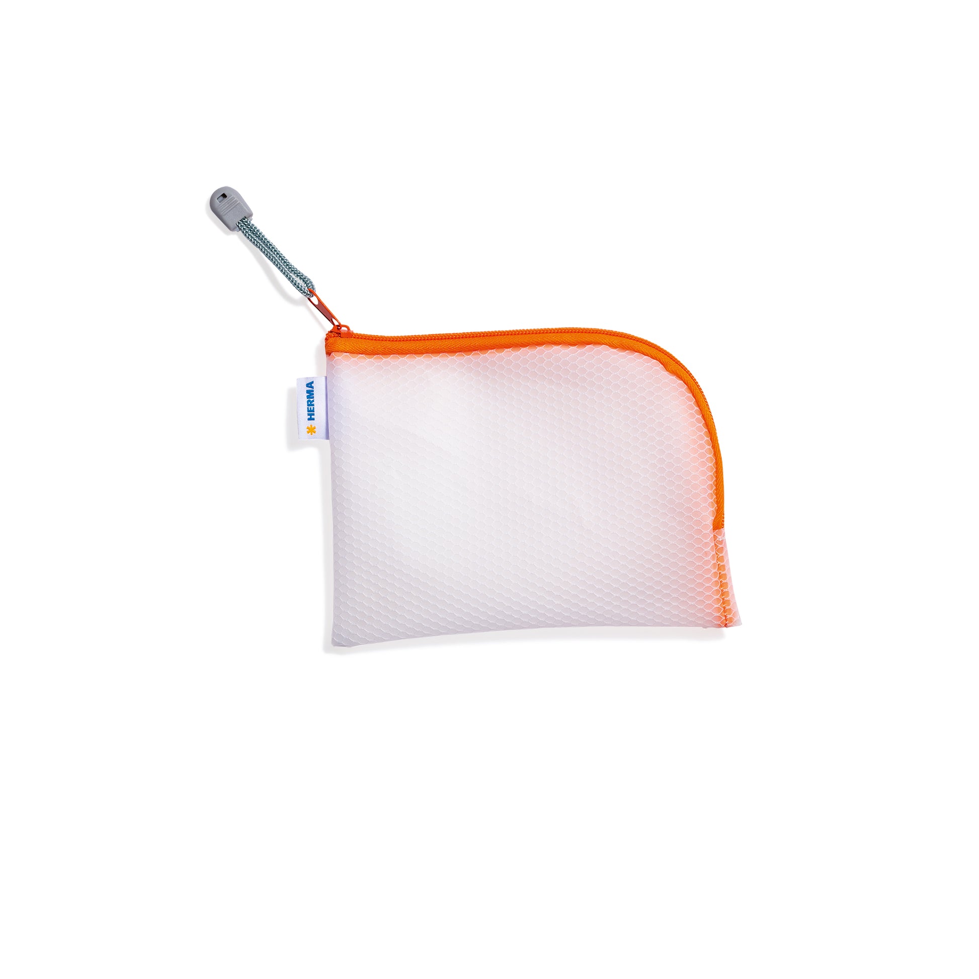 HERMA Kulturbeutel, 14×19 cm, EVA, Orange/Weiss, mit Aufhänger/Reissverschluss