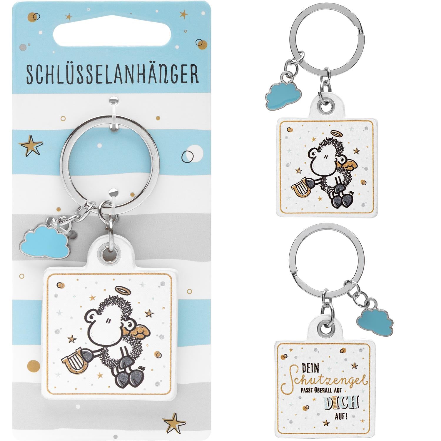 Sheepworld Schlüsselanhänger Schutzengel – mit Schlüsselring, Kunstleder/Metall, Mehrfarbig, 40 × 85 mm