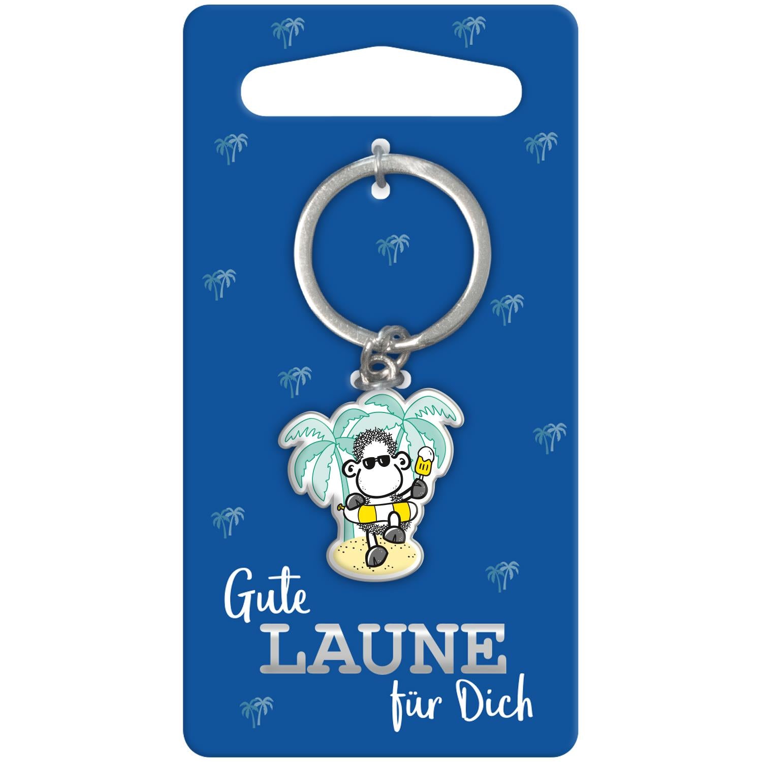 Sheepworld Schlüsselanhänger Gute Laune Schaf – Metall, Mehrfarbig, 55 × 25 mm