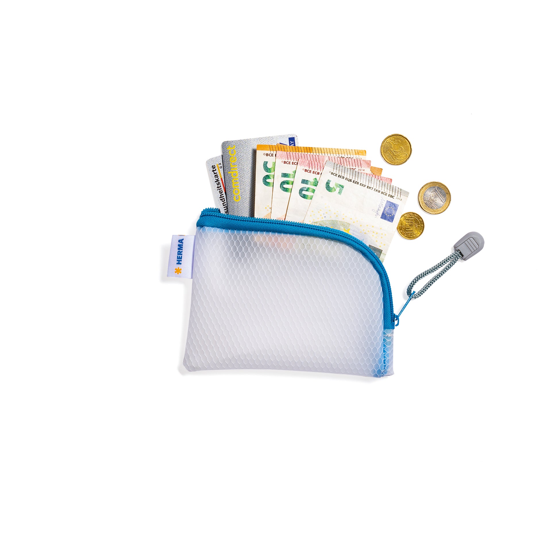 HERMA Reissverschlusstasche A7 – EVA, blau/weiss, 1er-Pack