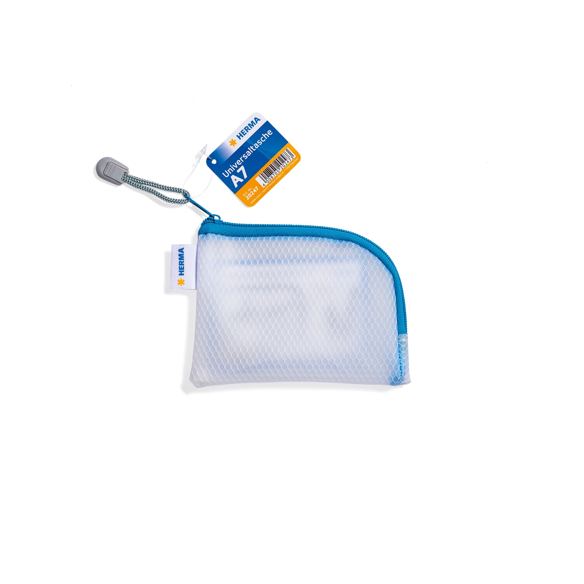 HERMA Reissverschlusstasche A7 – EVA, blau/weiss, 1er-Pack