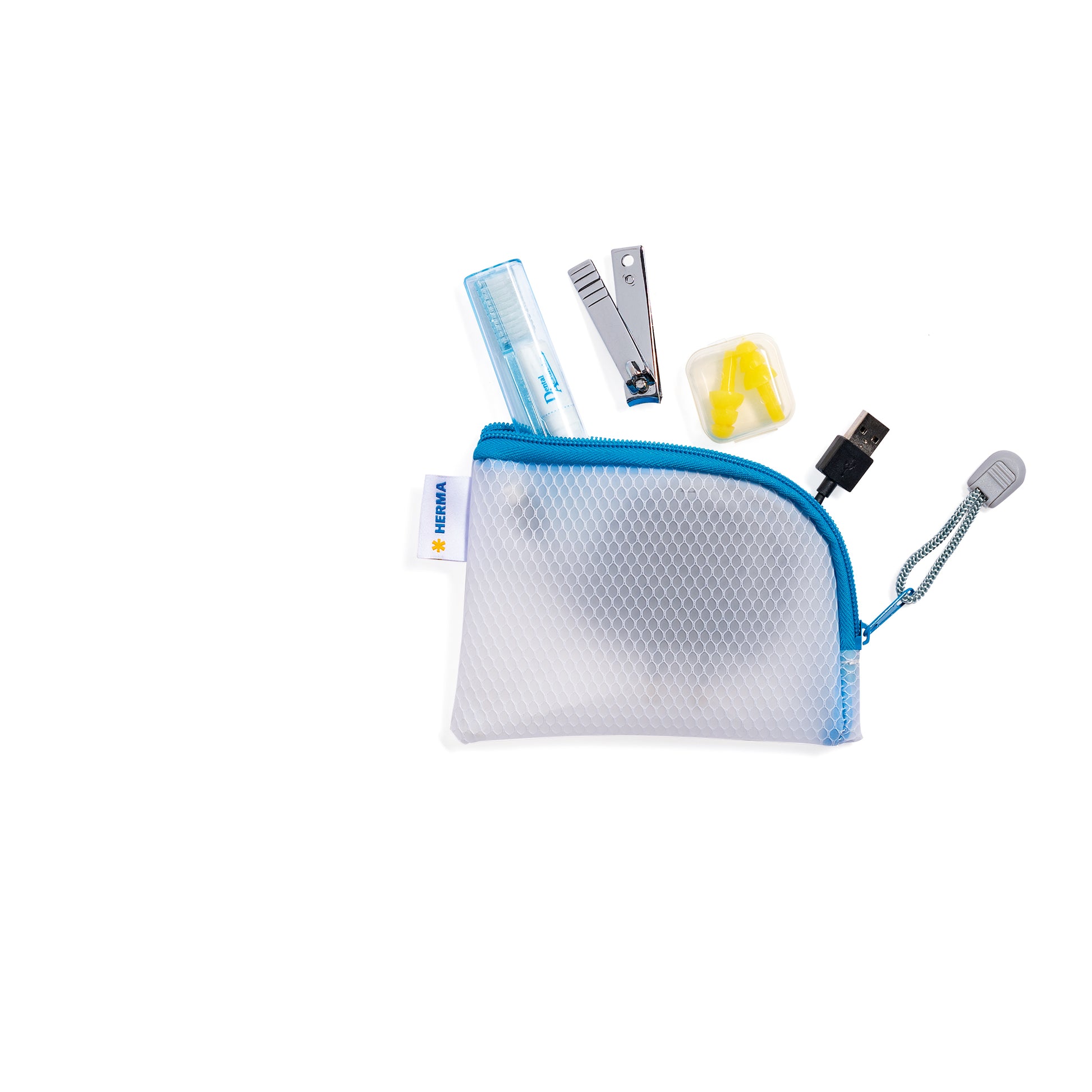 HERMA Reissverschlusstasche A7 – EVA, blau/weiss, 1er-Pack