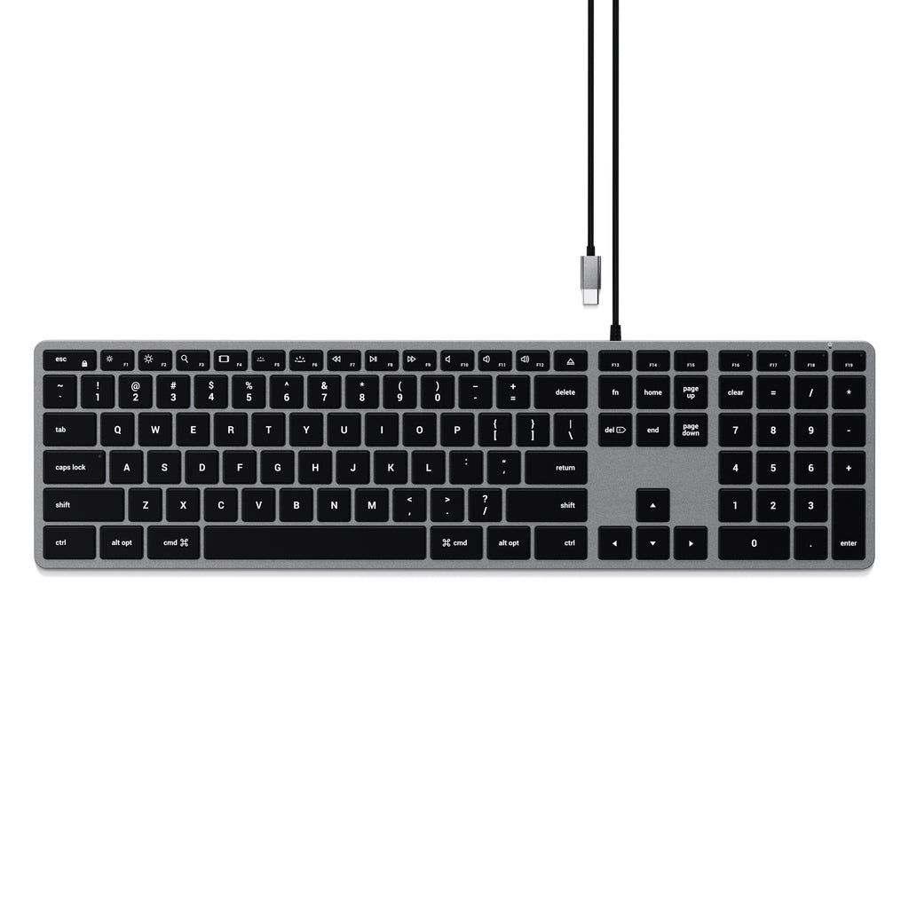 Satechi Slim W3 – Tastatur – kabelgebunden, USB-C – QWERTZ (DE) – beleuchtet – schwarz/grau