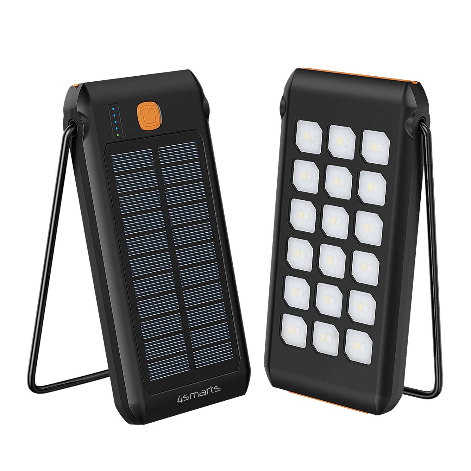 4smarts Powerbank 10000 mAh, PD 18 W, 1× USB-C, Solarpanel, mit Ständer, Schwarz