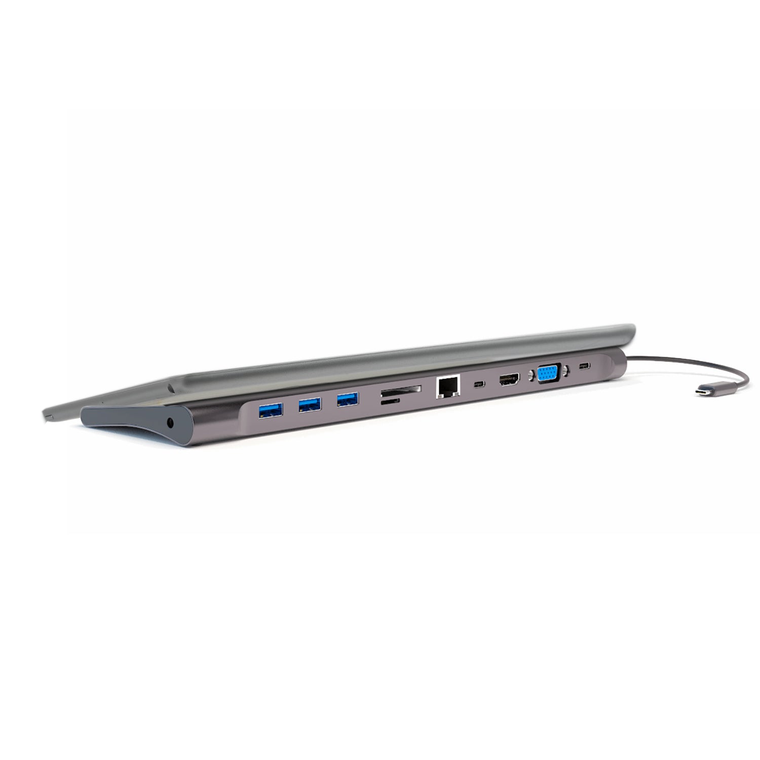 4smarts 11in1 Multiport-Adapter – USB-C, 1× HDMI, 1× VGA, 3× USB-A, 100 W PD, GbE, für USB-C-Geräte