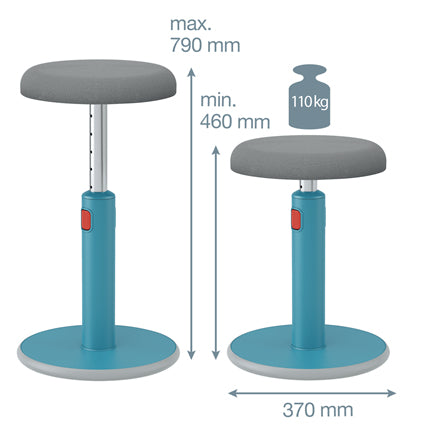 Leitz Hocker Ergo Cosy Active – Sitzhöhe 46–79 cm, 110 kg, grau
