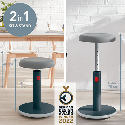Leitz Hocker Ergo Cosy Active – Sitzhöhe 46–79 cm, 110 kg, grau
