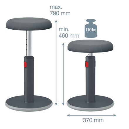 Leitz Hocker Ergo Cosy Active – Sitzhöhe 46–79 cm, 110 kg, grau