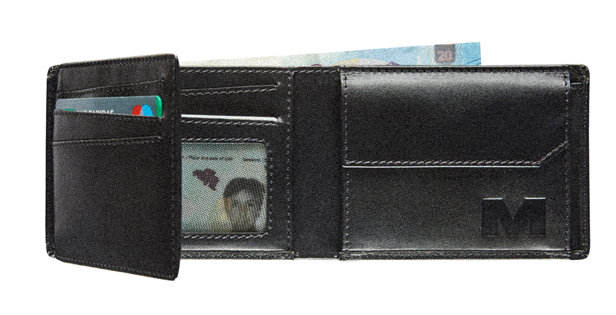 Maverick Brieftasche – RFID-Schutz – 110 × 81 × 83 mm – Leder – Schwarz