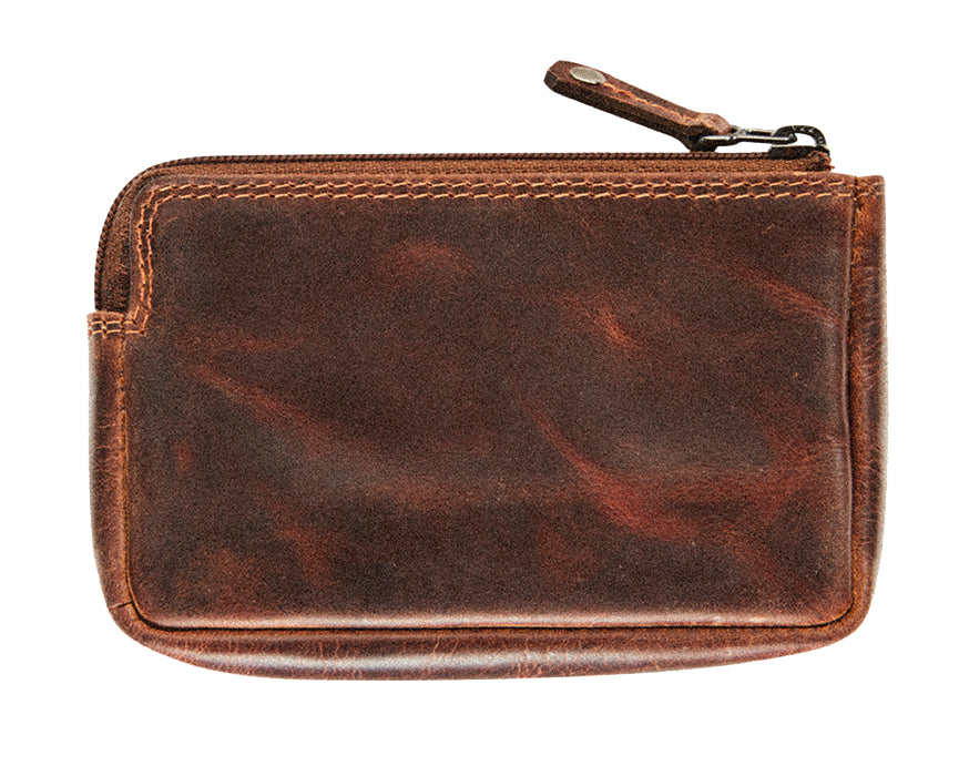 Maverick Kartenetui/Brieftasche – RFID-Schutz, Münzfach, Reissverschluss – 125 × 83 × 83 mm – Braun – 1 Stk.
