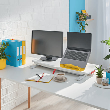 Leitz Stehtisch – 42 × 80 × 7,2-38 cm – grau – höhenverstellbar