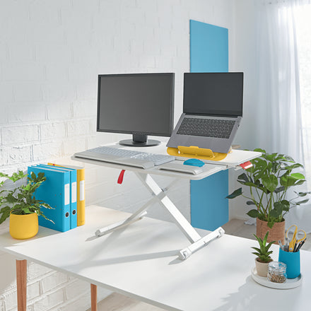 Leitz Stehtisch – 42 × 80 × 7,2-38 cm – grau – höhenverstellbar