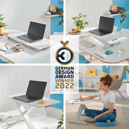 Leitz Stehtisch – 42 × 80 × 7,2-38 cm – grau – höhenverstellbar
