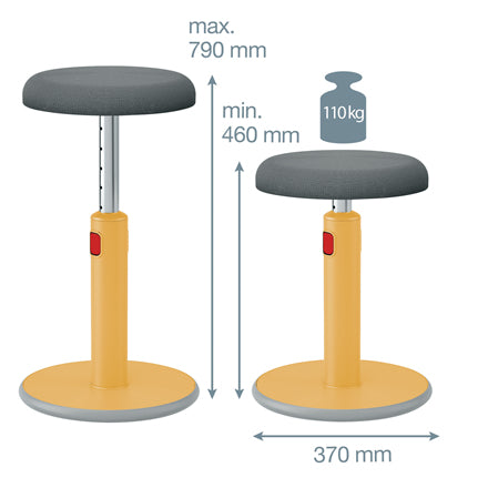 Leitz Hocker Ergo Cosy Active – Sitzhöhe 46–79 cm, 110 kg, grau