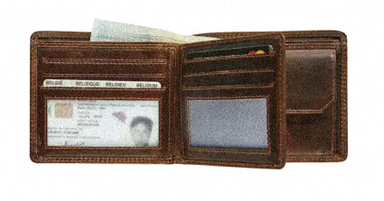 Maverick Brieftasche – RFID-Schutz, 8 Kartenfächer, Münzfach – 110×98×83 mm – Braun – Leder – 1 Stk.