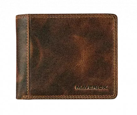Maverick Brieftasche – RFID-Schutz, 8 Kartenfächer, Münzfach – 110×98×83 mm – Braun – Leder – 1 Stk.