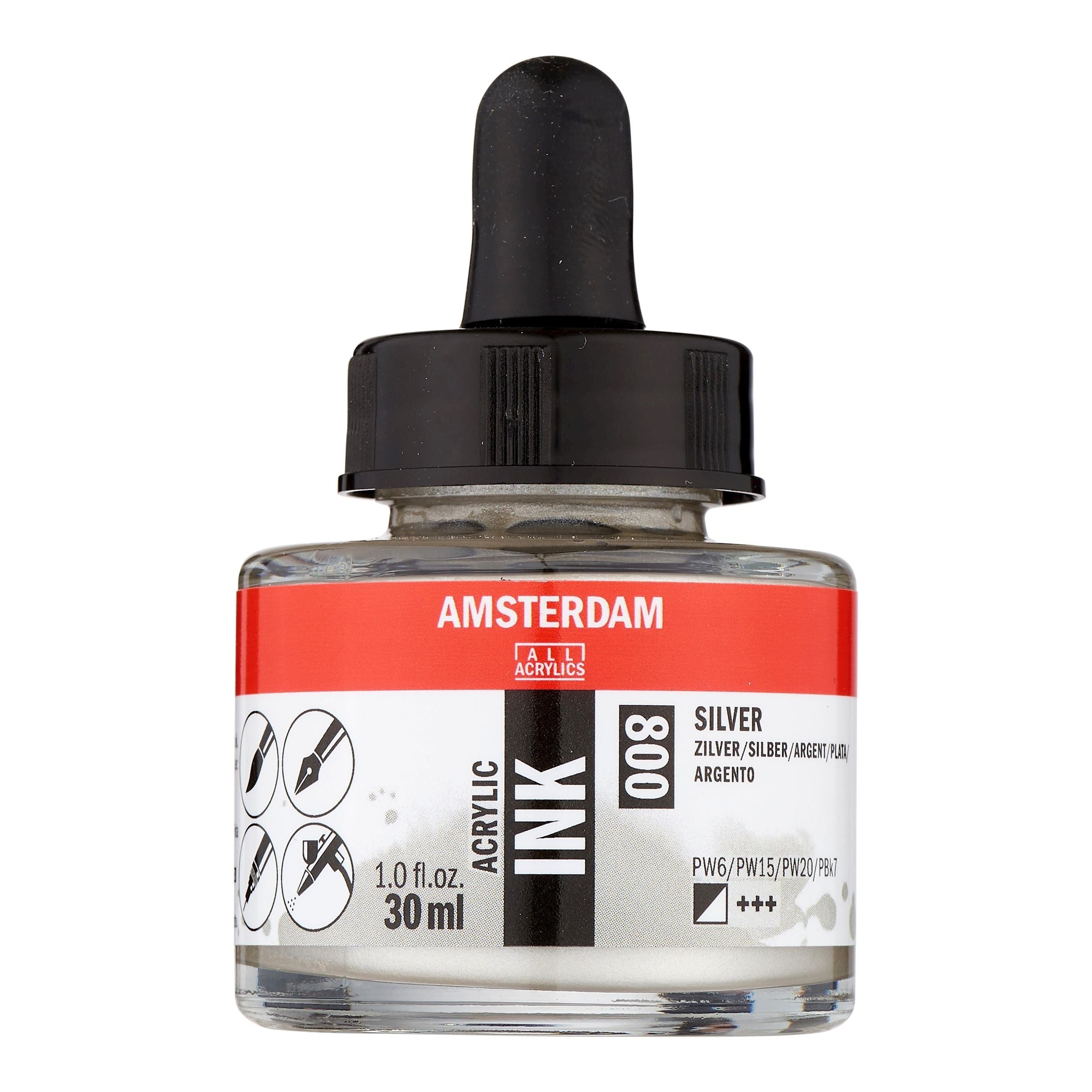 Royal Talens Amsterdam Acryltinte – Silber, deckend – 30 ml