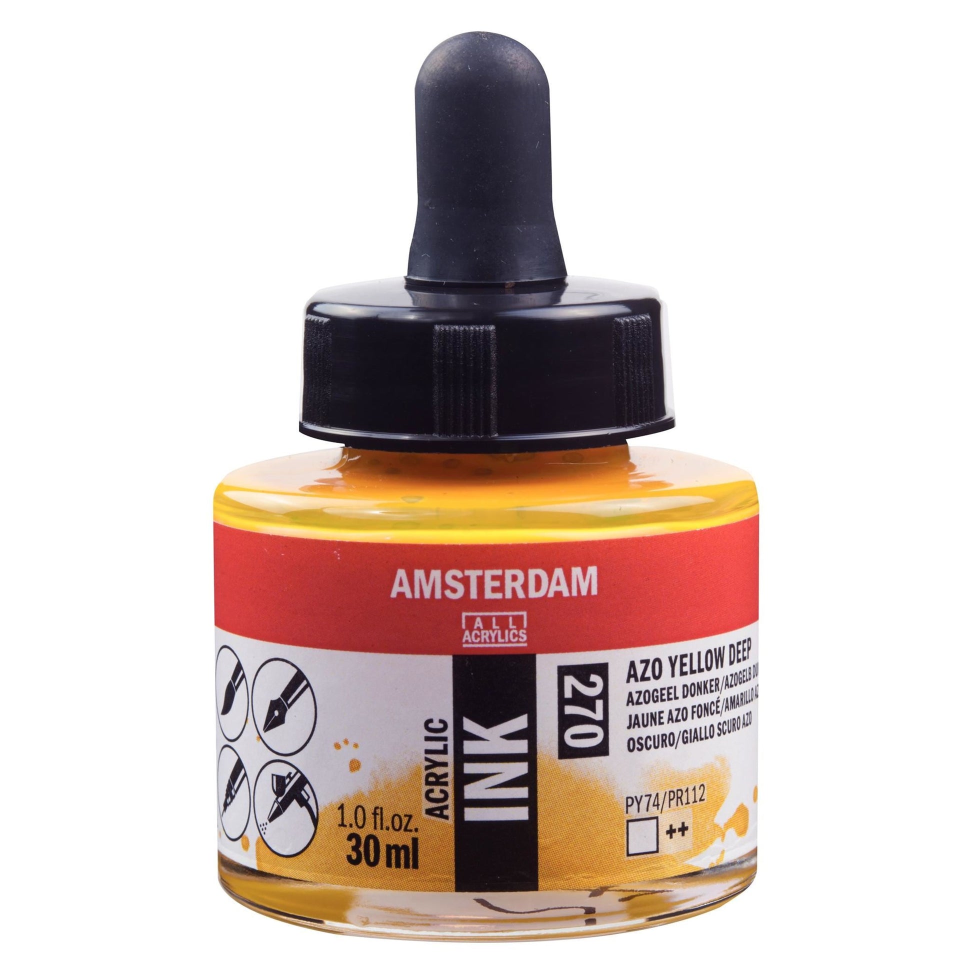 Royal Talens Amsterdam Acryltinte – Azo-Gelb Dunkel, lichtecht – 30 ml