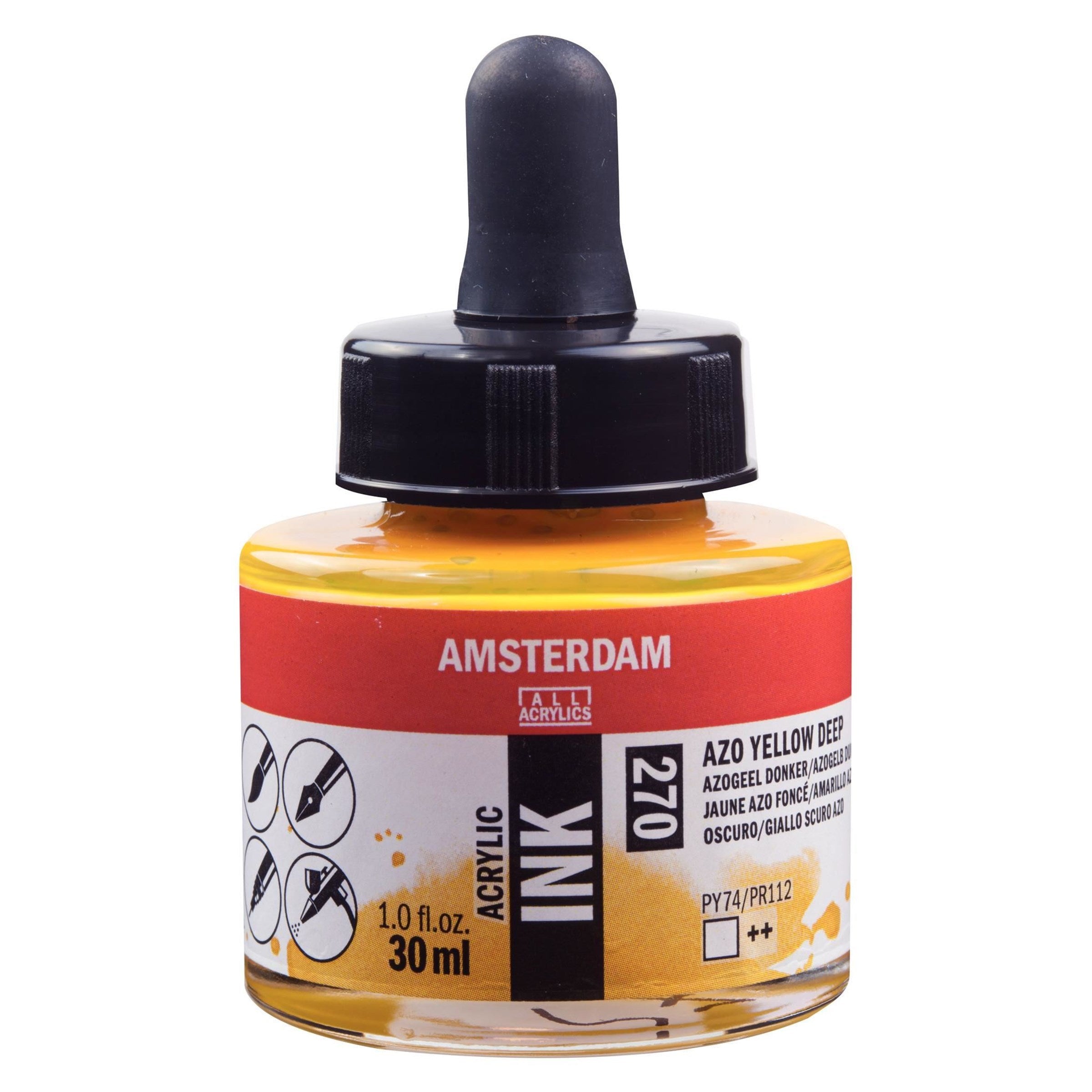 Royal Talens Amsterdam Acryltinte – Azo-Gelb Dunkel, lichtecht – 30 ml