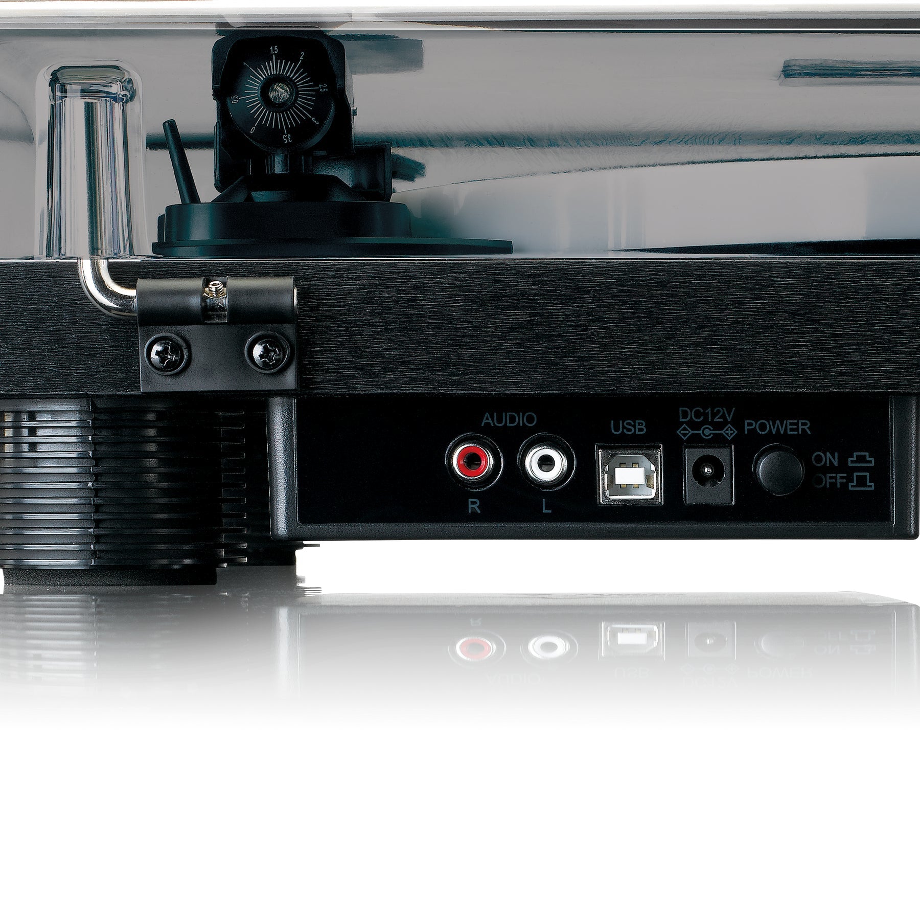 Lenco LS-50LEDBK – Plattenspieler – Stationär – Riemenantrieb, Phono-Vorverstärker, USB, mit Lautsprecher – Schwarz