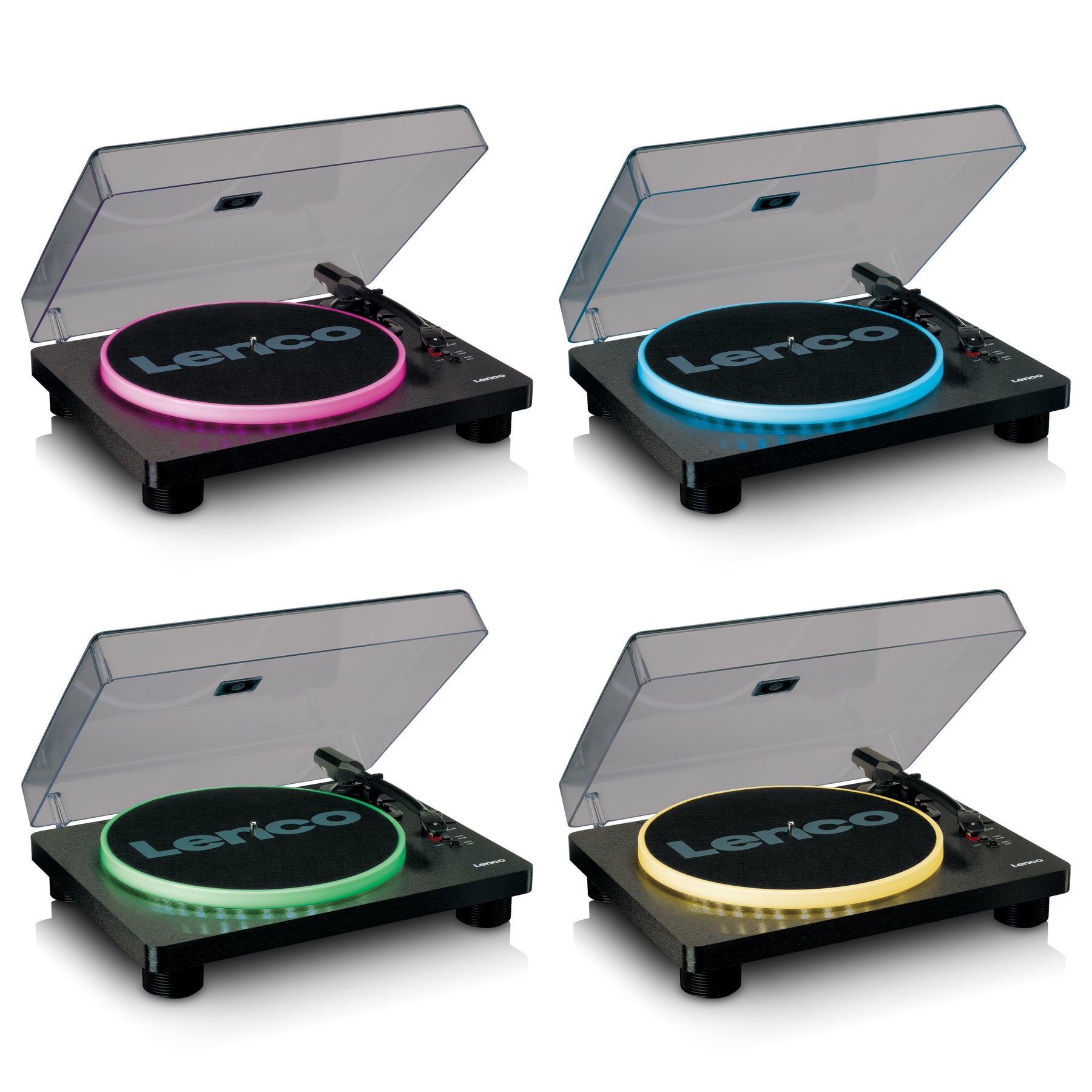Lenco LS-50LEDBK – Plattenspieler – Stationär – Riemenantrieb, Phono-Vorverstärker, USB, mit Lautsprecher – Schwarz